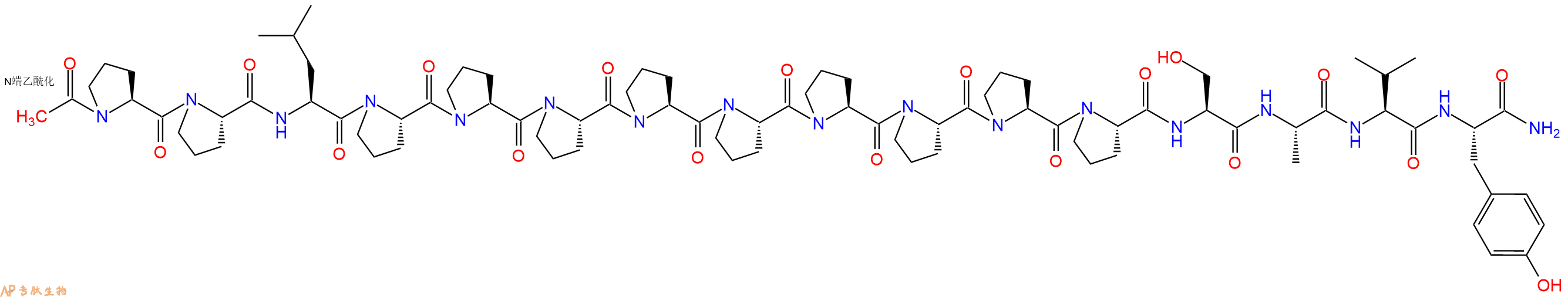专肽生物产品Ac-Pro-Pro-Leu-Pro-Pro-Pro-Pro-Pro-Pro-Pro-Pro-Pro-Ser-Ala-Val-Tyr-NH2