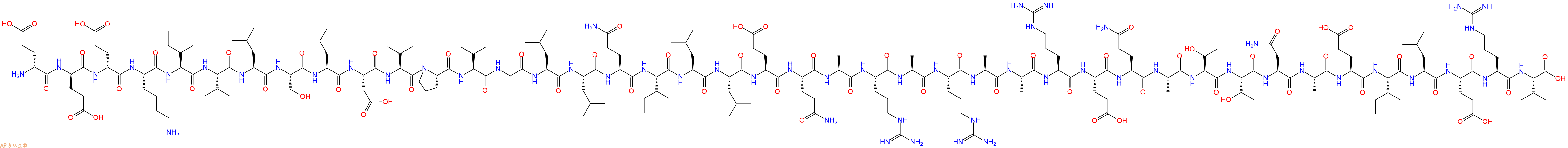 专肽生物产品H2N-DGlu-DGlu-DGlu-Lys-Ile-Val-Leu-Ser-Leu-Asp-Val-Pro-Ile-Gly-Leu-Leu-Gln-Ile-Leu-Leu-Glu-Gln-Ala-Arg-Ala-Arg-Ala-Ala-Arg-Glu-Gln-Ala-Thr-Thr-Asn-Ala-Glu-Ile-Leu-Glu-Arg-Val-OH