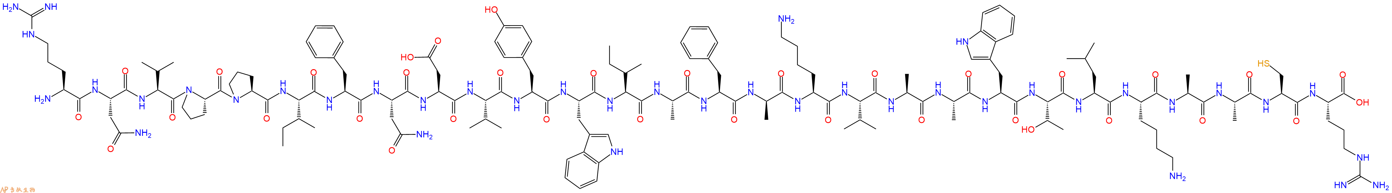 专肽生物产品H2N-Arg-Asn-Val-Pro-Pro-Ile-Phe-Asn-Asp-Val-Tyr-Trp-Ile-Ala-Phe-DAla-Lys-Val-Ala-Ala-Trp-Thr-Leu-Lys-Ala-Ala-Cys-Arg-OH