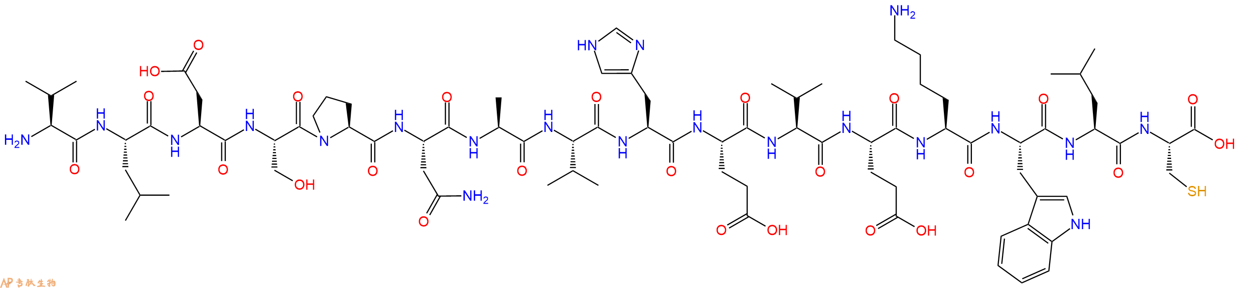 专肽生物产品H2N-Val-Leu-Asp-Ser-Pro-Asn-Ala-Val-His-Glu-Val-Glu-Lys-Trp-Leu-Cys-OH