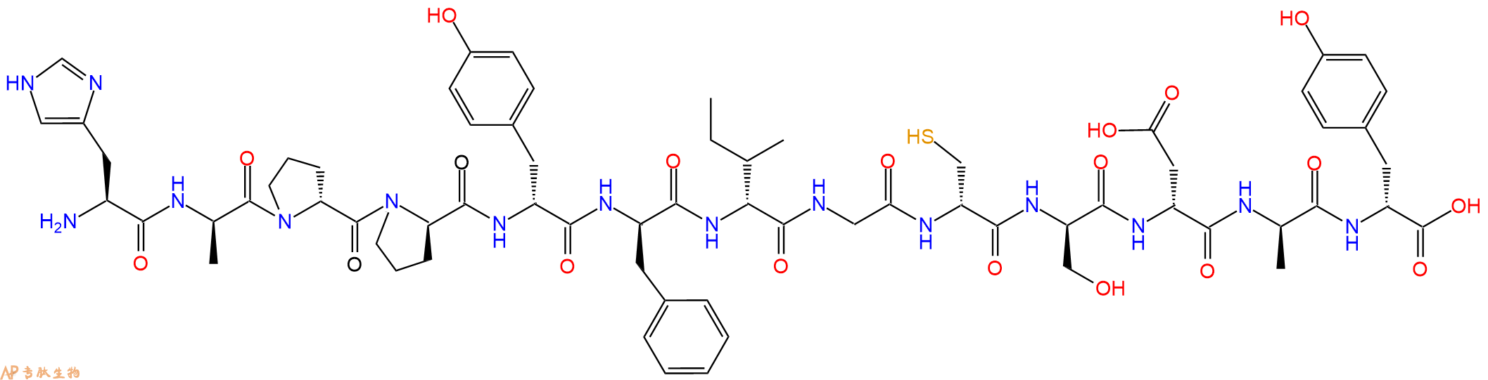 专肽生物产品H2N-His-DAla-DPro-DPro-DTyr-DPhe-DIle-Gly-DCys-DSer-DAsp-DAla-DTyr-OH