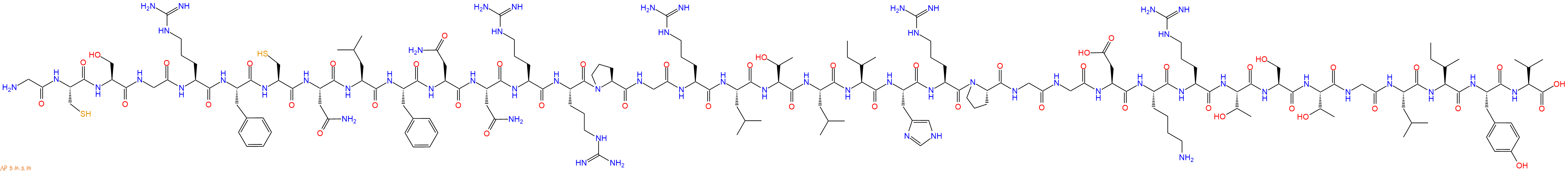 专肽生物产品H2N-Gly-Cys-Ser-Gly-Arg-Phe-Cys-Asn-Leu-Phe-Asn-Asn-Arg-Arg-Pro-Gly-Arg-Leu-Thr-Leu-Ile-His-Arg-Pro-Gly-Gly-Asp-Lys-Arg-Thr-Ser-Thr-Gly-Leu-Ile-Tyr-Val-OH