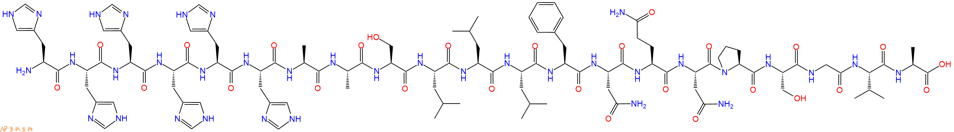 专肽生物产品H2N-His-His-His-His-His-His-Ala-Ala-Ser-Leu-Leu-Leu-Phe-Asn-Gln-Asn-Pro-Ser-Gly-Val-Ala-OH