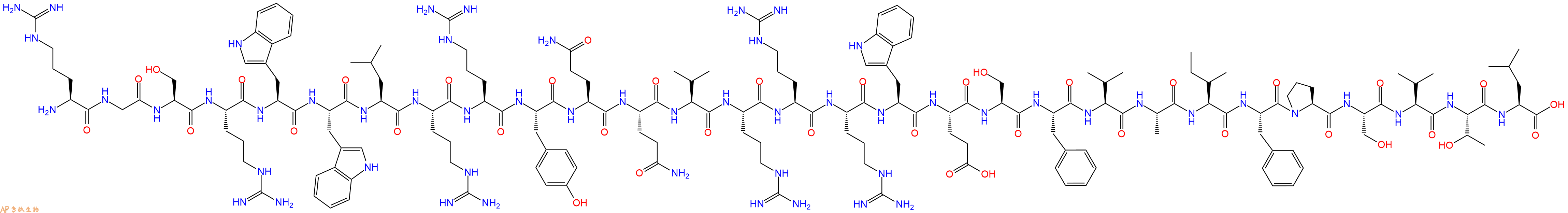 专肽生物产品H2N-Arg-Gly-Ser-Arg-Trp-Trp-Leu-Arg-Arg-Tyr-Gln-Gln-Val-Arg-Arg-Arg-Trp-Glu-Ser-Phe-Val-Ala-Ile-Phe-Pro-Ser-Val-Thr-Leu-OH