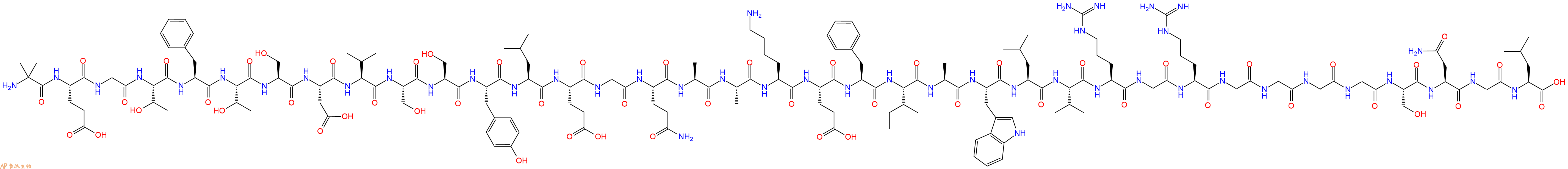 专肽生物产品H2N-Aib-Glu-Gly-Thr-Phe-Thr-Ser-Asp-Val-Ser-Ser-Tyr-Leu-Glu-Gly-Gln-Ala-Ala-Lys-Glu-Phe-Ile-Ala-Trp-Leu-Val-Arg-Gly-Arg-Gly-Gly-Gly-Gly-Ser-Asn-Gly-Leu-OH