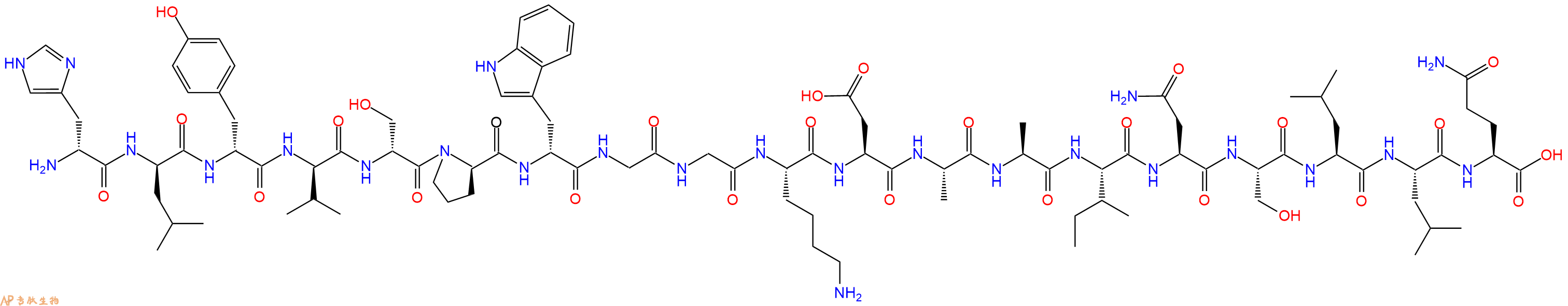 专肽生物产品H2N-DHis-DLeu-DTyr-DVal-DSer-DPro-DTrp-Gly-Gly-Lys-Asp-Ala-Ala-Ile-Asn-Ser-Leu-Leu-Gln-OH