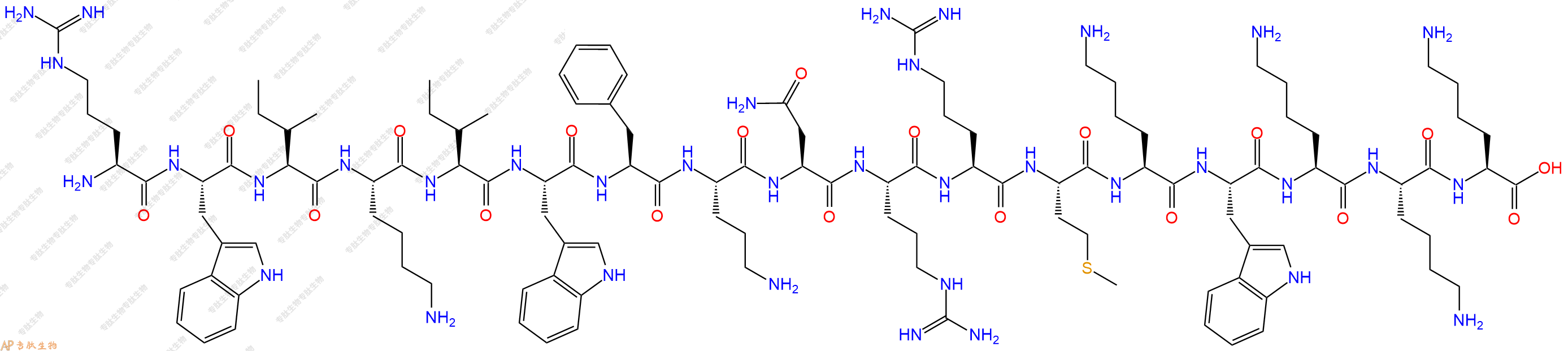 专肽生物产品H2N-Arg-Trp-Ile-Lys-Ile-Trp-Phe-Orn-Asn-Arg-Arg-Met-Lys-Trp-Lys-Lys-Lys-OH