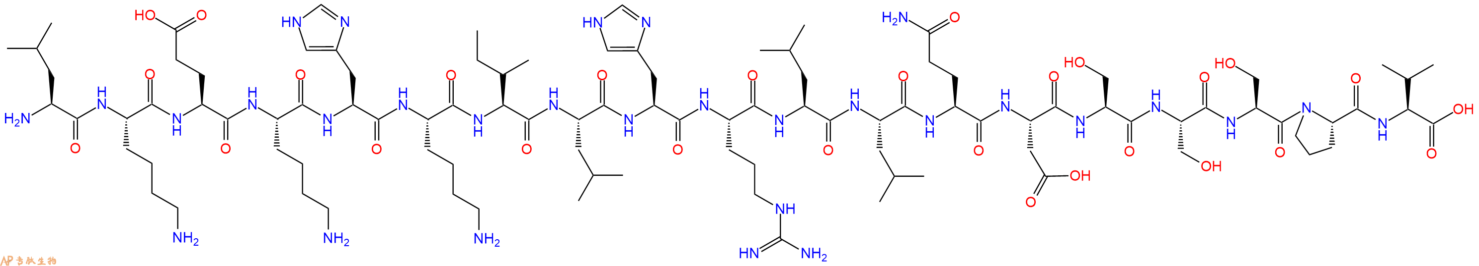 专肽生物产品H2N-Leu-Lys-Glu-Lys-His-Lys-Ile-Leu-His-Arg-Leu-Leu-Gln-Asp-Ser-Ser-Ser-Pro-Val-OH