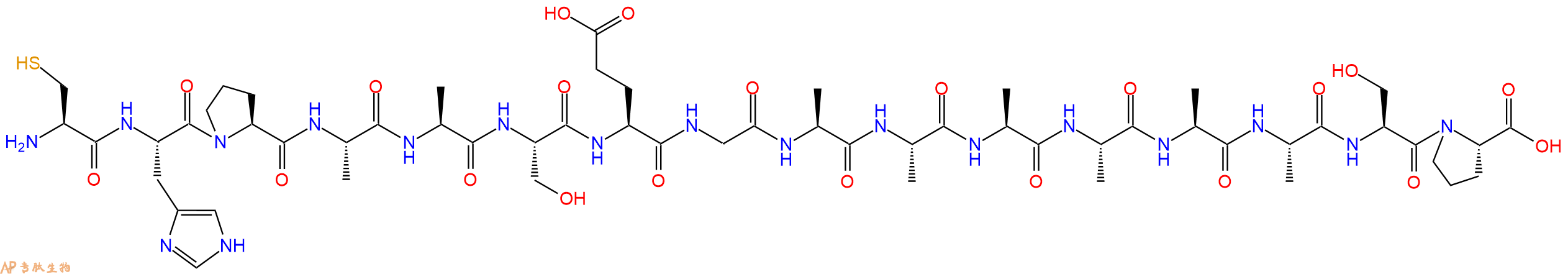 专肽生物产品H2N-Cys-His-Pro-Ala-Ala-Ser-Glu-Gly-Ala-Ala-Ala-Ala-Ala-Ala-Ser-Pro-OH