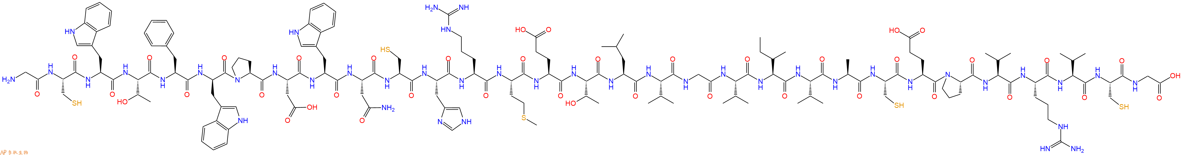 专肽生物产品H2N-Gly-Cys-Trp-Thr-Phe-DTrp-Pro-Asp-Trp-Asn-Cys-His-Arg-Met-Glu-Thr-Leu-Val-Gly-Val-Ile-Val-Ala-Cys-Glu-Pro-Val-Arg-Val-Cys-Gly-OH
