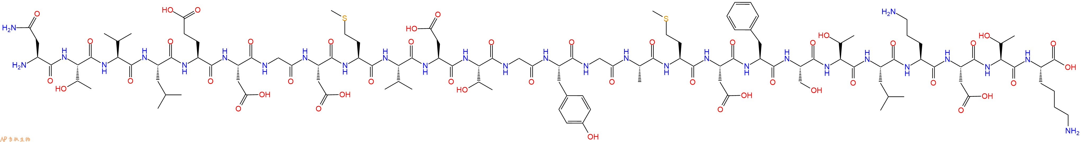 专肽生物产品H2N-Asn-Thr-Val-Leu-Glu-Asp-Gly-Asp-Met-Val-Asp-Thr-Gly-Tyr-Gly-Ala-Met-Asp-Phe-Ser-Thr-Leu-Orn-Asp-Thr-Lys-OH