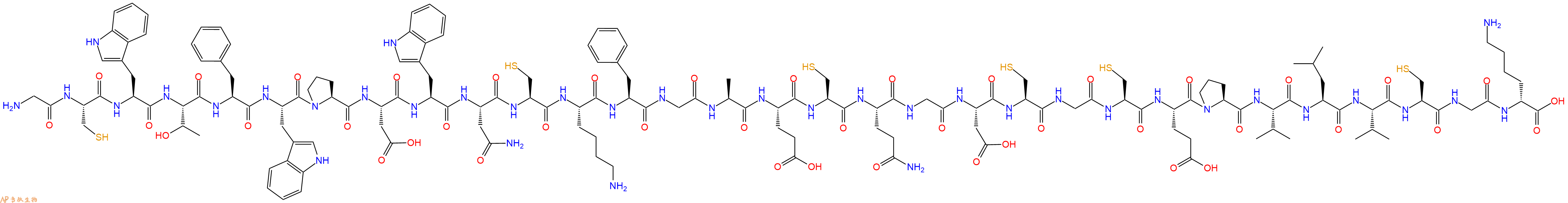 专肽生物产品H2N-Gly-Cys-Trp-Thr-Phe-Trp-Pro-Asp-Trp-Asn-Cys-Lys-Phe-Gly-Ala-Glu-Cys-Gln-Gly-Asp-Cys-Gly-Cys-Glu-Pro-Val-Leu-Val-Cys-Gly-DLys-OH