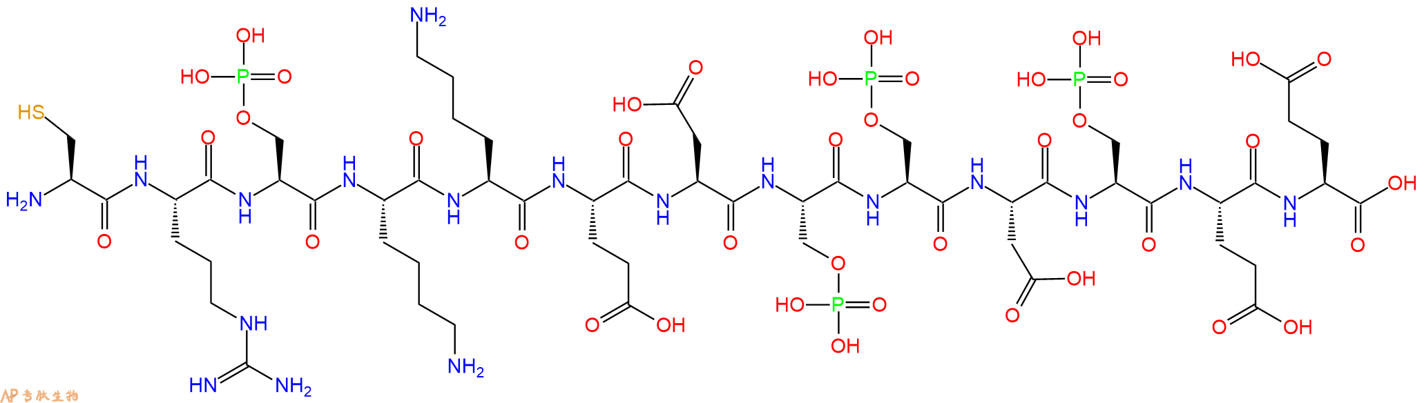 专肽生物产品H2N-Cys-Arg-Ser(PO3H2)-Lys-Lys-Glu-Asp-Ser(PO3H2)-Ser(PO3H2)-Asp-Ser(PO3H2)-Glu-Glu-OH