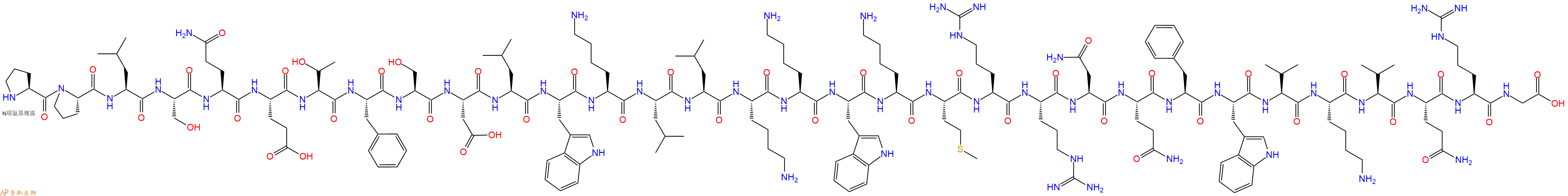 专肽生物产品H2N-Pro-Pro-Leu-Ser-Gln-Glu-Thr-Phe-Ser-Asp-Leu-Trp-Lys-Leu-Leu-Lys-Lys-Trp-Lys-Met-Arg-Arg-Asn-Gln-Phe-Trp-Val-Lys-Val-Gln-Arg-Gly-OH