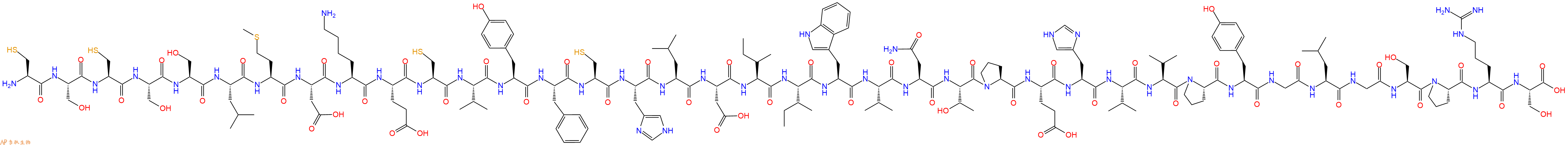 专肽生物产品H2N-Cys-Ser-Cys-Ser-Ser-Leu-Met-Asp-Lys-Glu-Cys-Val-Tyr-Phe-Cys-His-Leu-Asp-Ile-Ile-Trp-Val-Asn-Thr-Pro-Glu-His-Val-Val-Pro-Tyr-Gly-Leu-Gly-Ser-Pro-Arg-Ser-OH