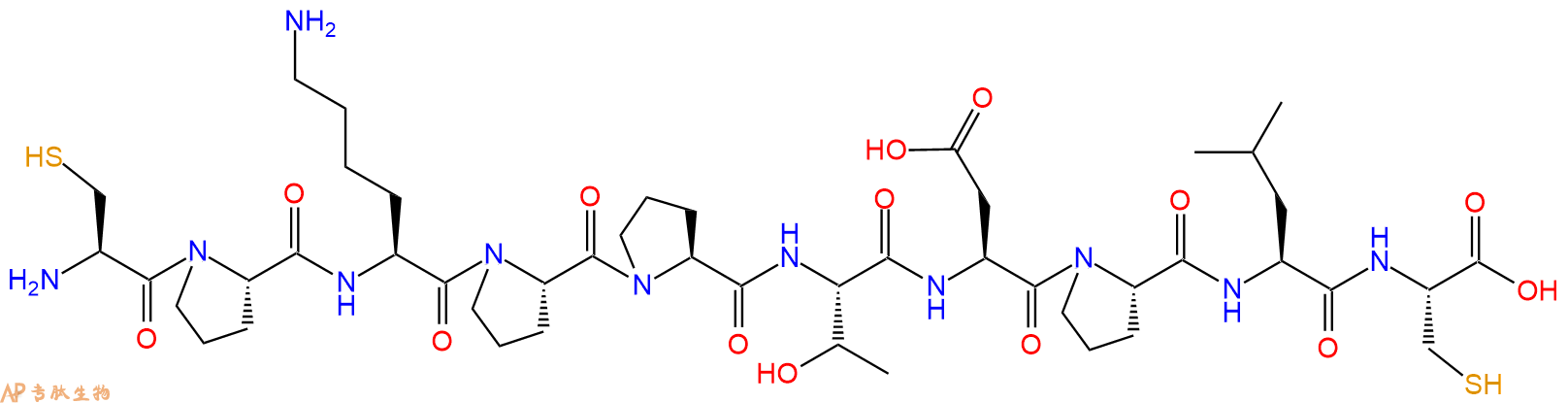 专肽生物产品H2N-Cys-Pro-Lys-Pro-Pro-Thr-Asp-Pro-Leu-Cys-OH