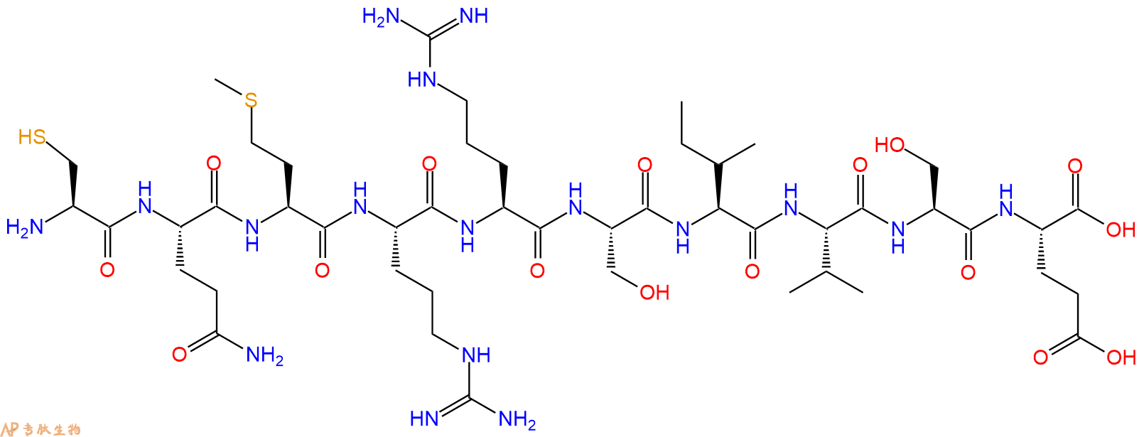 专肽生物产品H2N-Cys-Gln-Met-Arg-Arg-Ser-Ile-Val-Ser-Glu-OH
