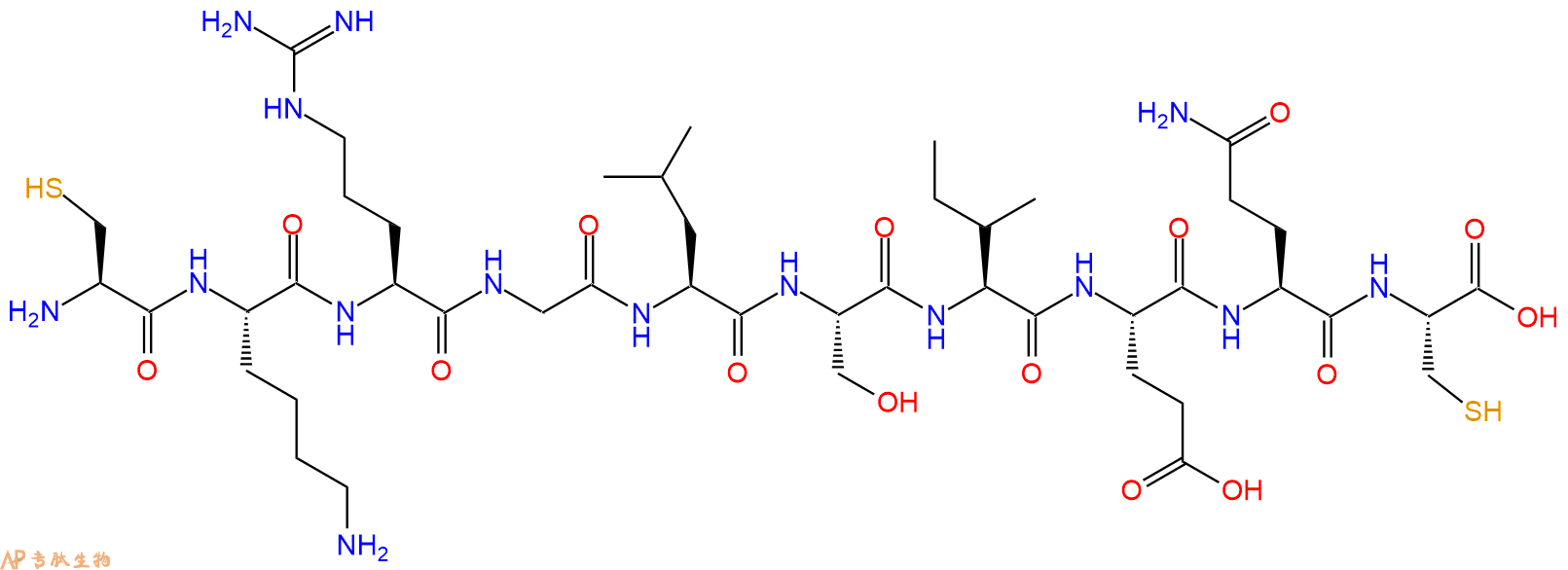 专肽生物产品H2N-Cys-Lys-Arg-Gly-Leu-Ser-Ile-Glu-Gln-Cys-OH