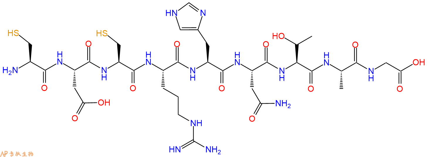 专肽生物产品H2N-Cys-Asp-Cys-Arg-His-Asn-Thr-Ala-Gly-OH