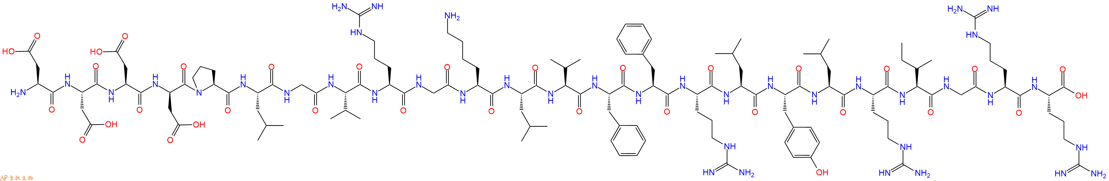 专肽生物产品H2N-Asp-Asp-Asp-DAsp-Pro-Leu-Gly-Val-Arg-Gly-Lys-Leu-Val-Phe-Phe-Arg-Leu-Tyr-Leu-Arg-Ile-Gly-Arg-Arg-OH