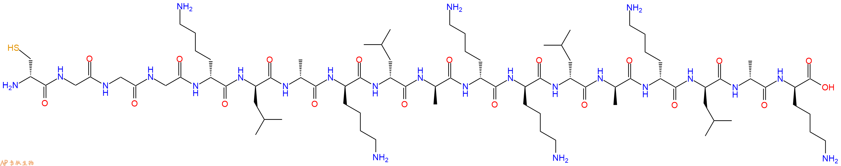 专肽生物产品H2N-DCys-Gly-Gly-Gly-DLys-DLeu-DAla-DLys-DLeu-DAla-DLys-DLys-DLeu-DAla-DLys-DLeu-DAla-DLys-OH