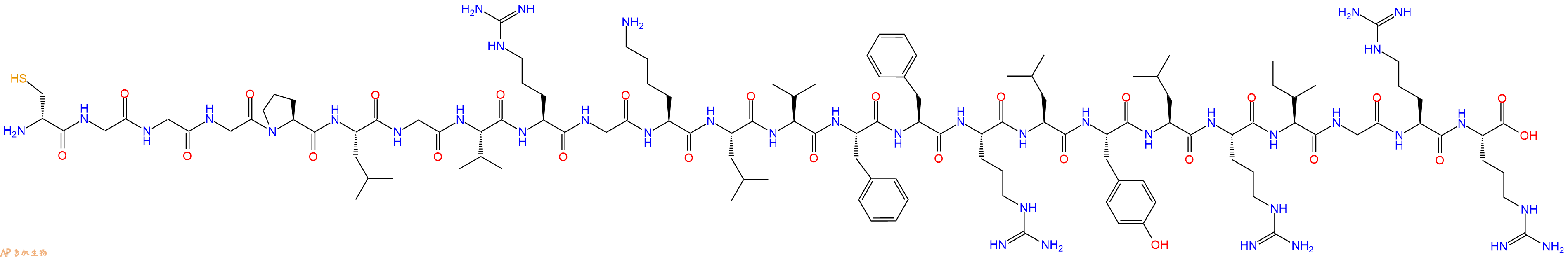 专肽生物产品H2N-DCys-Gly-Gly-Gly-Pro-Leu-Gly-Val-Arg-Gly-Lys-Leu-Val-Phe-Phe-Arg-Leu-Tyr-Leu-Arg-Ile-Gly-Arg-Arg-OH