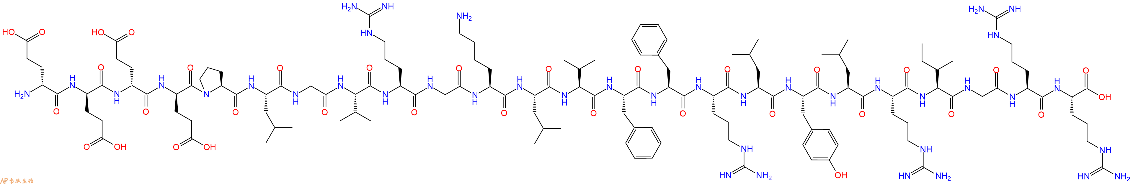 专肽生物产品H2N-DGlu-DGlu-DGlu-DGlu-Pro-Leu-Gly-Val-Arg-Gly-Lys-Leu-Val-Phe-Phe-Arg-Leu-Tyr-Leu-Arg-Ile-Gly-Arg-Arg-OH