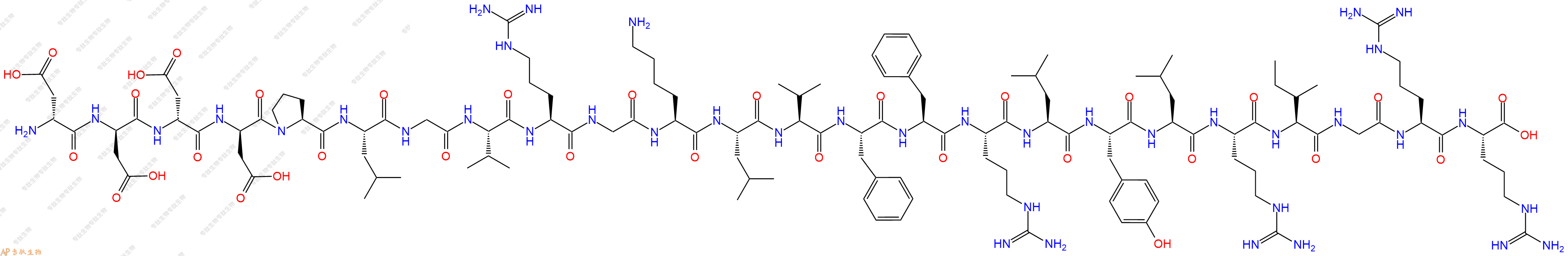 专肽生物产品H2N-DAsp-DAsp-DAsp-DAsp-Pro-Leu-Gly-Val-Arg-Gly-Lys-Leu-Val-Phe-Phe-Arg-Leu-Tyr-Leu-Arg-Ile-Gly-Arg-Arg-OH