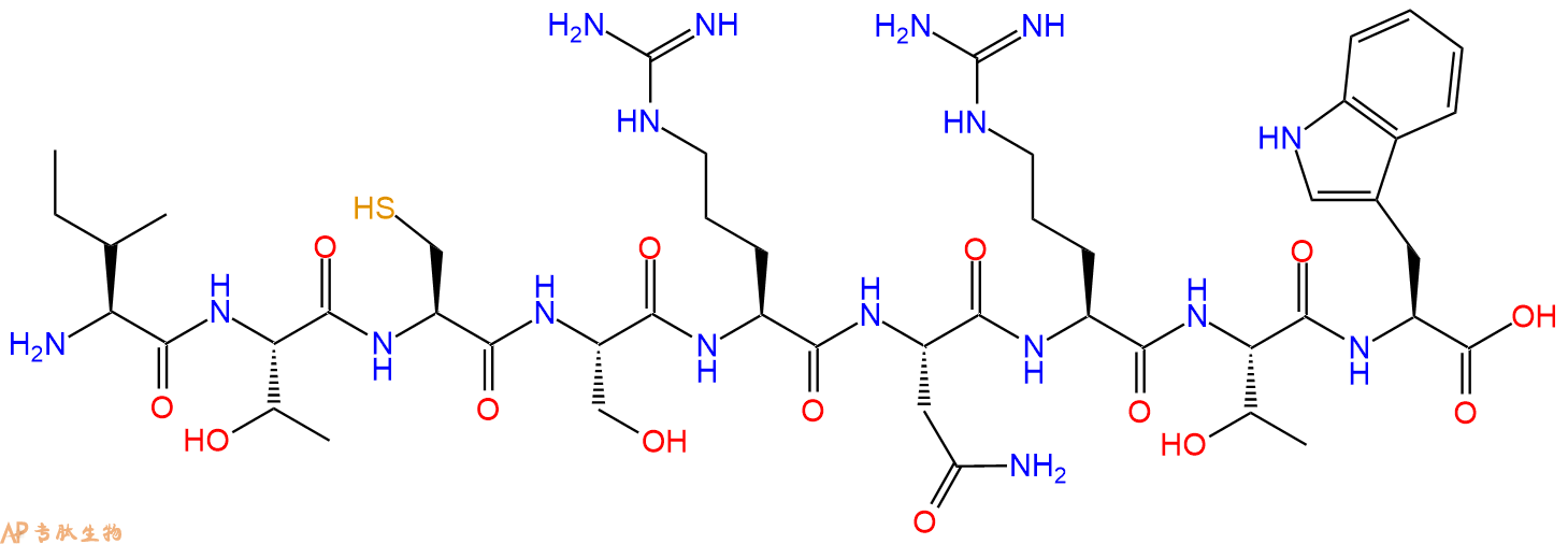专肽生物产品H2N-Ile-Thr-Cys-Ser-Arg-Asn-Arg-Thr-Trp-OH