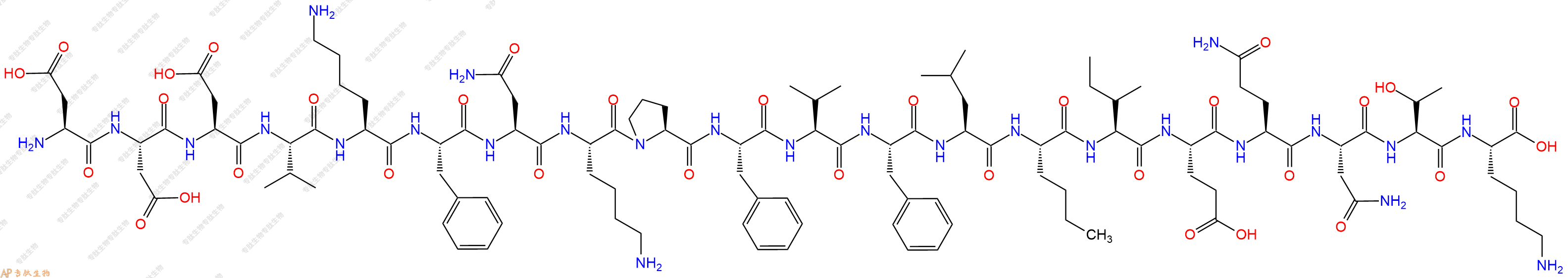 专肽生物产品H2N-Asp-Asp-Asp-Val-Lys-Phe-Asn-Lys-Pro-Phe-Val-Phe-Leu-Nle-Ile-Glu-Gln-Asn-Thr-Lys-OH