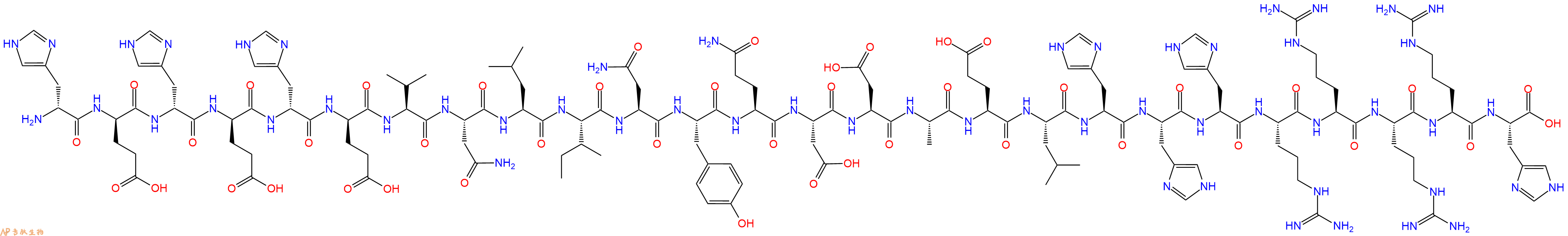 专肽生物产品H2N-DHis-DGlu-DHis-DGlu-DHis-DGlu-Val-Asn-Leu-Ile-Asn-Tyr-Gln-Asp-Asp-Ala-Glu-Leu-His-His-His-Arg-Arg-Arg-Arg-His-OH