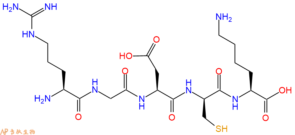 专肽生物产品H2N-Arg-Gly-Asp-DCys-Lys-OH