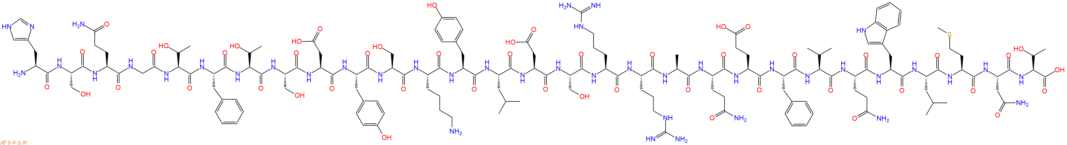 专肽生物产品H2N-His-Ser-Gln-Gly-Thr-Phe-Thr-Ser-Asp-Tyr-Ser-Lys-Tyr-Leu-Asp-Ser-Arg-Arg-Ala-Gln-Glu-Phe-Val-Gln-Trp-Leu-Met-Asn-Thr-OH