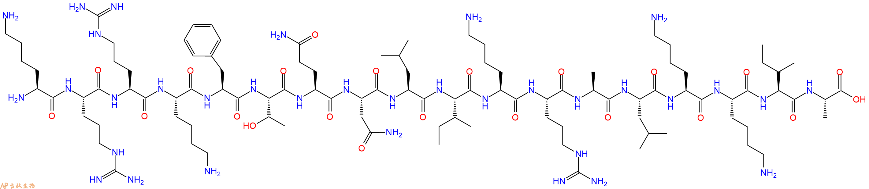 专肽生物产品H2N-Lys-Arg-Arg-Lys-Phe-Thr-Gln-Asn-Leu-Ile-Lys-Arg-Ala-Leu-Lys-Lys-Ile-Ala-OH