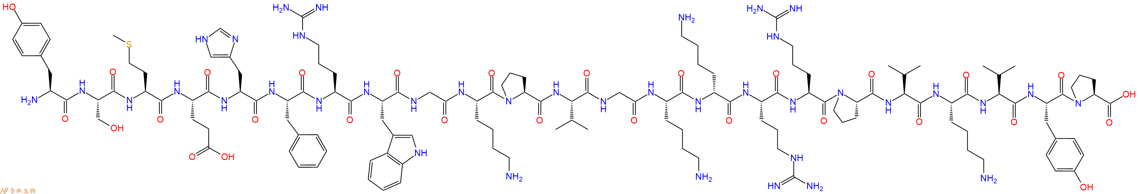 专肽生物产品H2N-Tyr-Ser-Met-Glu-His-Phe-Arg-Trp-Gly-Lys-Pro-Val-Gly-Lys-DLys-Arg-Arg-Pro-Val-Lys-Val-Tyr-Pro-OH