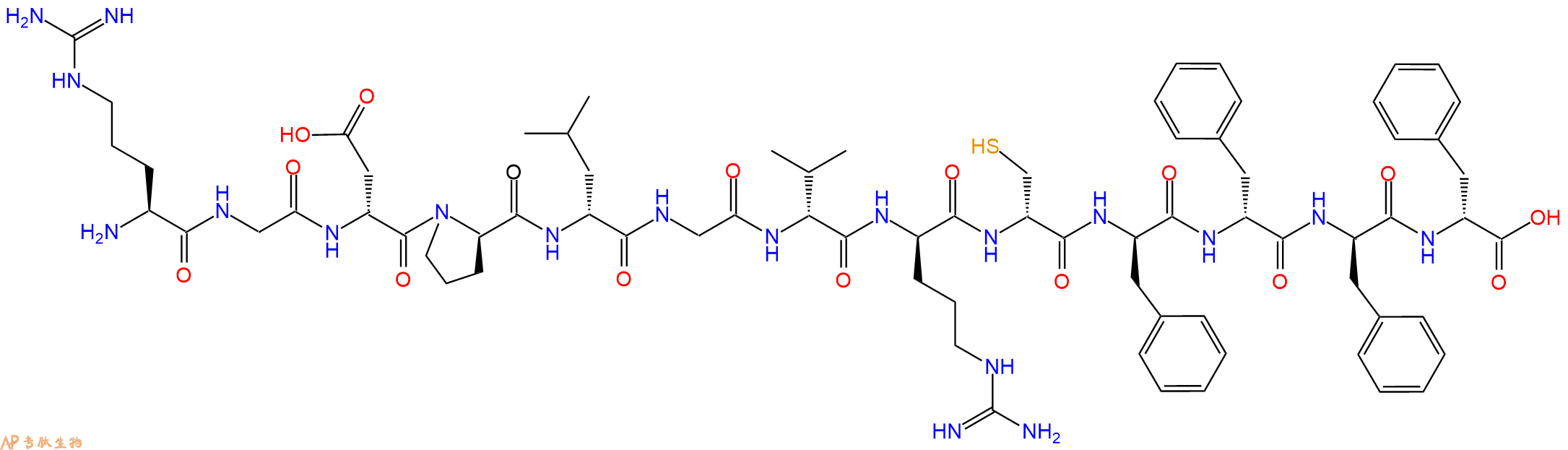 专肽生物产品H2N-Arg-Gly-DAsp-DPro-DLeu-Gly-DVal-DArg-DCys-DPhe-DPhe-DPhe-DPhe-OH