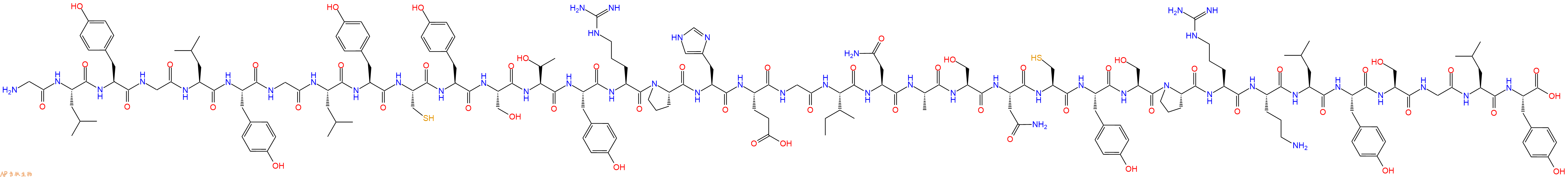 专肽生物产品H2N-Gly-Leu-Tyr-Gly-Leu-Tyr-Gly-Leu-Tyr-Cys-Tyr-Ser-Thr-Tyr-Arg-Pro-His-Glu-Gly-Ile-Asn-Ala-Ser-Asn-Cys-Tyr-Ser-Pro-Arg-Orn-Leu-Tyr-Ser-Gly-Leu-Tyr-OH