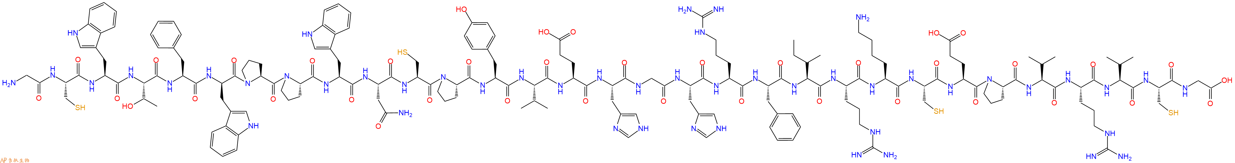专肽生物产品H2N-Gly-Cys-Trp-Thr-Phe-DTrp-Pro-Pro-Trp-Asn-Cys-Pro-Tyr-Val-Glu-His-Gly-His-Arg-Phe-Ile-Arg-Lys-Cys-Glu-Pro-Val-Arg-Val-Cys-Gly-OH