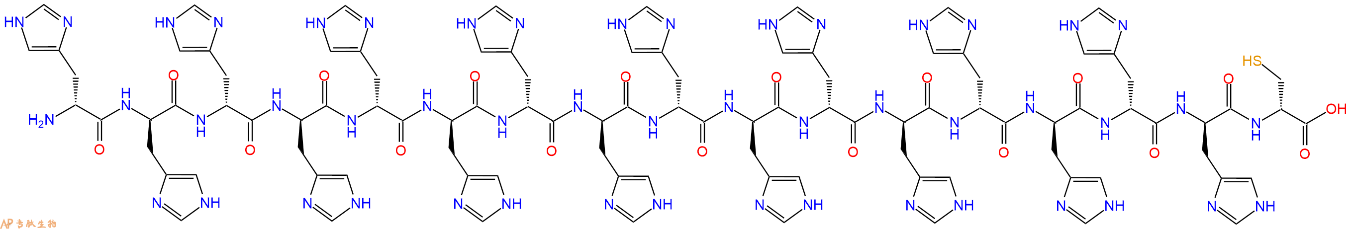 专肽生物产品H2N-DHis-DHis-DHis-DHis-DHis-DHis-DHis-DHis-DHis-DHis-DHis-DHis-DHis-DHis-DHis-DHis-DCys-OH