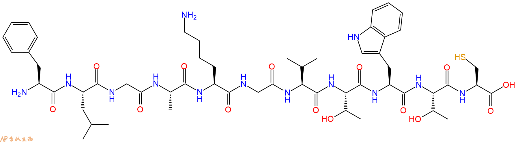 专肽生物产品H2N-Phe-Leu-Gly-Ala-Lys-Gly-Val-Thr-Trp-Thr-Cys-OH