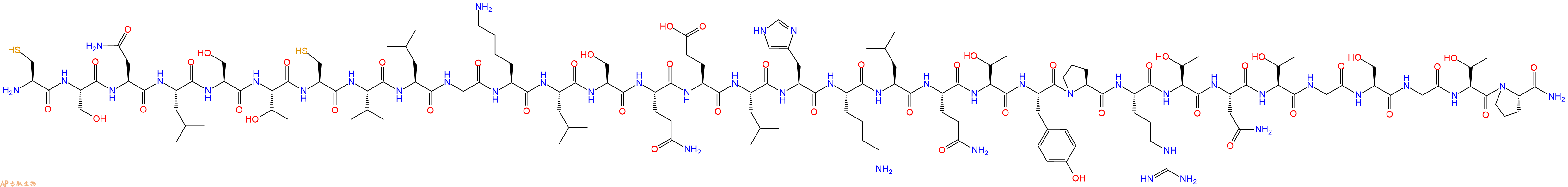 专肽生物产品H2N-Cys-Ser-Asn-Leu-Ser-Thr-Cys-Val-Leu-Gly-Lys-Leu-Ser-Gln-Glu-Leu-His-Lys-Leu-Gln-Thr-Tyr-Pro-Arg-Thr-Asn-Thr-Gly-Ser-Gly-Thr-Pro-NH2