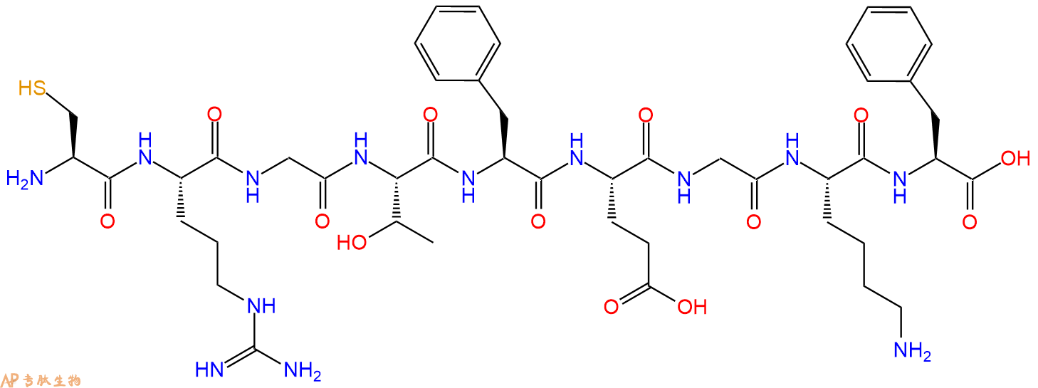 专肽生物产品H2N-Cys-Arg-Gly-Thr-Phe-Glu-Gly-Lys-Phe-OH