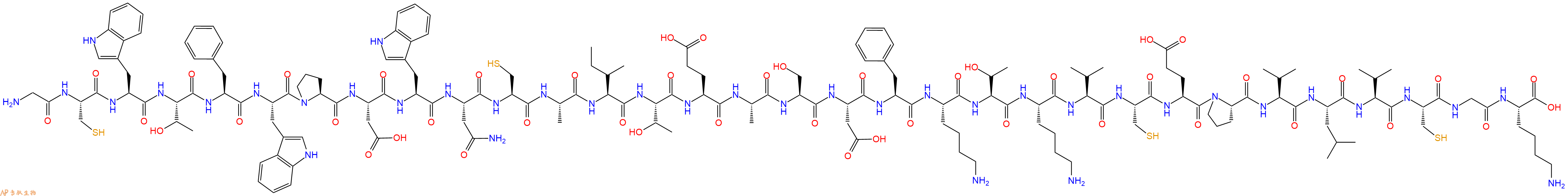 专肽生物产品H2N-Gly-Cys-Trp-Thr-Phe-Trp-Pro-Asp-Trp-Asn-Cys-Ala-Ile-Thr-Glu-Ala-Ser-Asp-Phe-Lys-Thr-Lys-Val-Cys-Glu-Pro-Val-Leu-Val-Cys-Gly-Lys-OH