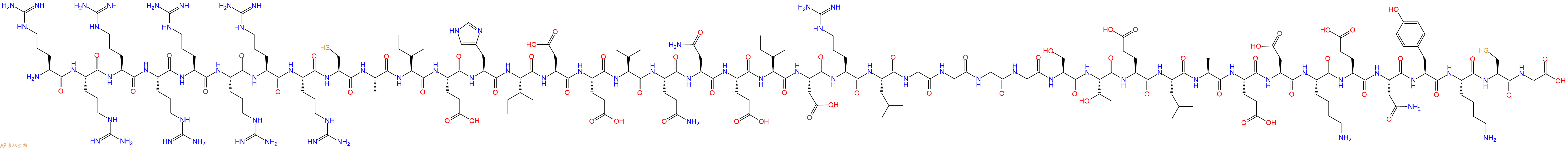 专肽生物产品H2N-Arg-Arg-Arg-Arg-Arg-Arg-Arg-Arg-Cys-Ala-Ile-Glu-His-Ile-Asp-Glu-Val-Gln-Asn-Glu-Ile-Asp-Arg-Leu-Gly-Gly-Gly-Gly-Ser-Thr-Glu-Leu-Ala-Glu-Asp-Lys-Glu-Asn-Tyr-Lys-Cys-Gly-OH