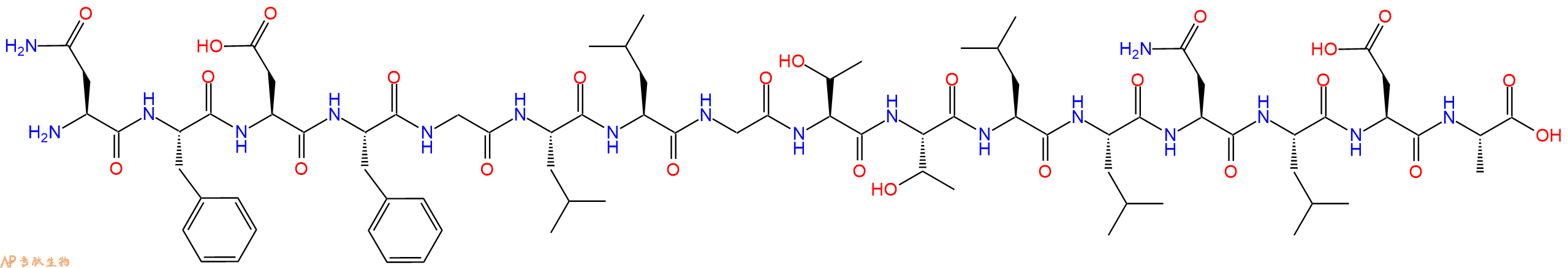 专肽生物产品H2N-Asn-Phe-Asp-Phe-Gly-Leu-Leu-Gly-Thr-Thr-Leu-Leu-Asn-Leu-Asp-Ala-OH