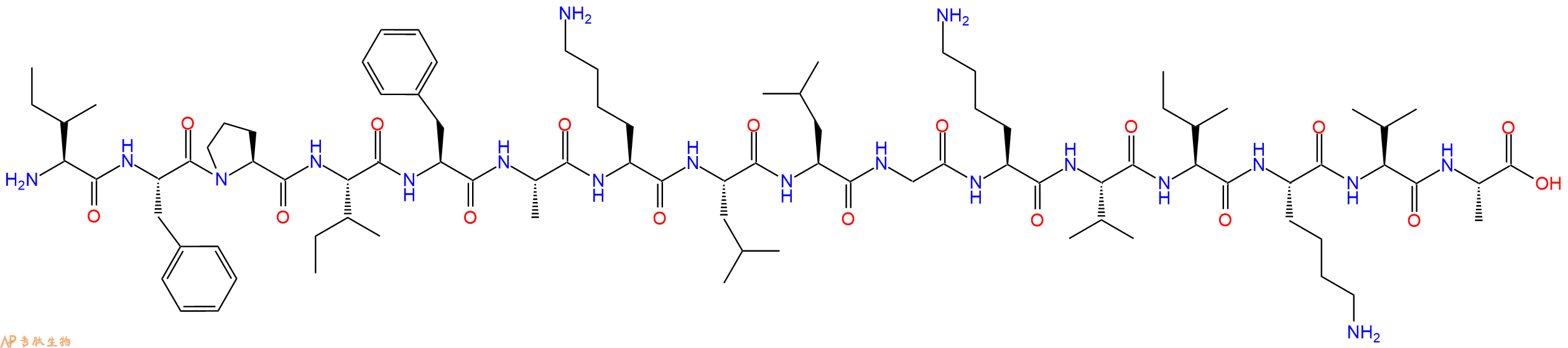 专肽生物产品H2N-Ile-Phe-Pro-Ile-Phe-Ala-Lys-Leu-Leu-Gly-Lys-Val-Ile-Lys-Val-Ala-OH