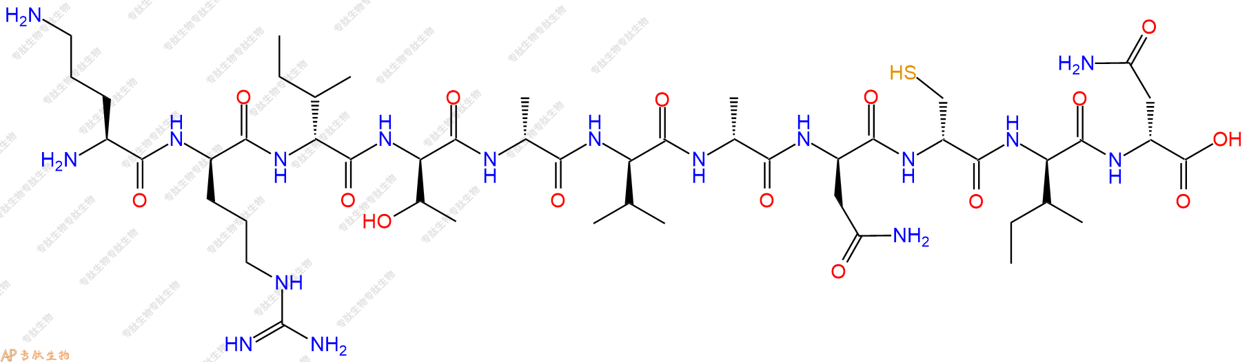 专肽生物产品H2N-Orn-DArg-DIle-DThr-DAla-DVal-DAla-DAsn-DCys-DIle-DAsn-OH