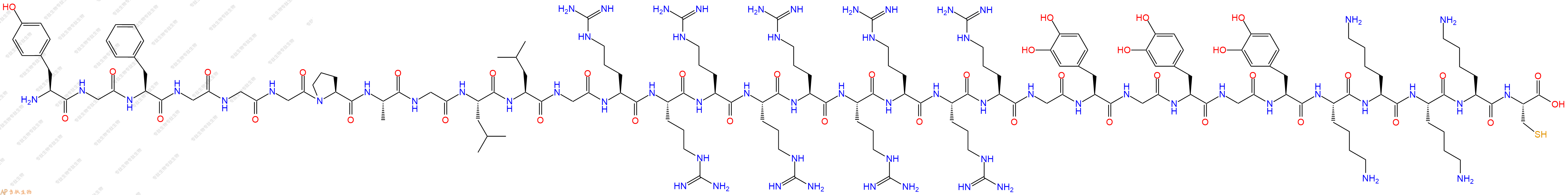 专肽生物产品H2N-Tyr-Gly-Phe-Gly-Gly-Gly-Pro-Ala-Gly-Leu-Leu-Gly-Arg-Arg-Arg-Arg-Arg-Arg-Arg-Arg-Arg-Gly-DOPA-Gly-DOPA-Gly-DOPA-Lys-Lys-Lys-Lys-Cys-OH