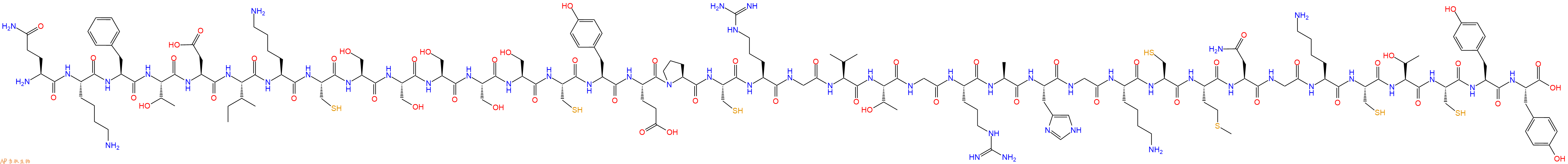 专肽生物产品H2N-Gln-Lys-Phe-Thr-Asp-Ile-Lys-Cys-Ser-Ser-Ser-Ser-Ser-Cys-Tyr-Glu-Pro-Cys-Arg-Gly-Val-Thr-Gly-Arg-Ala-His-Gly-Lys-Cys-Met-Asn-Gly-Lys-Cys-Thr-Cys-Tyr-Tyr-OH