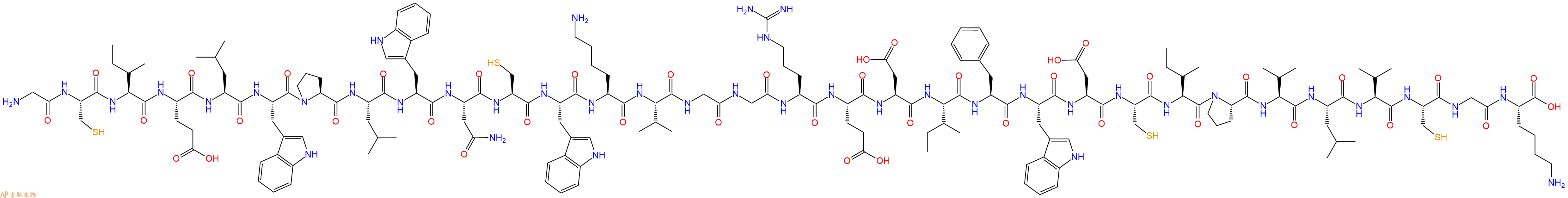 专肽生物产品H2N-Gly-Cys-Ile-Glu-Leu-Trp-Pro-Leu-Trp-Asn-Cys-Trp-Lys-Val-Gly-Gly-Arg-Glu-Asp-Ile-Phe-Trp-Asp-Cys-Ile-Pro-Val-Leu-Val-Cys-Gly-Lys-OH